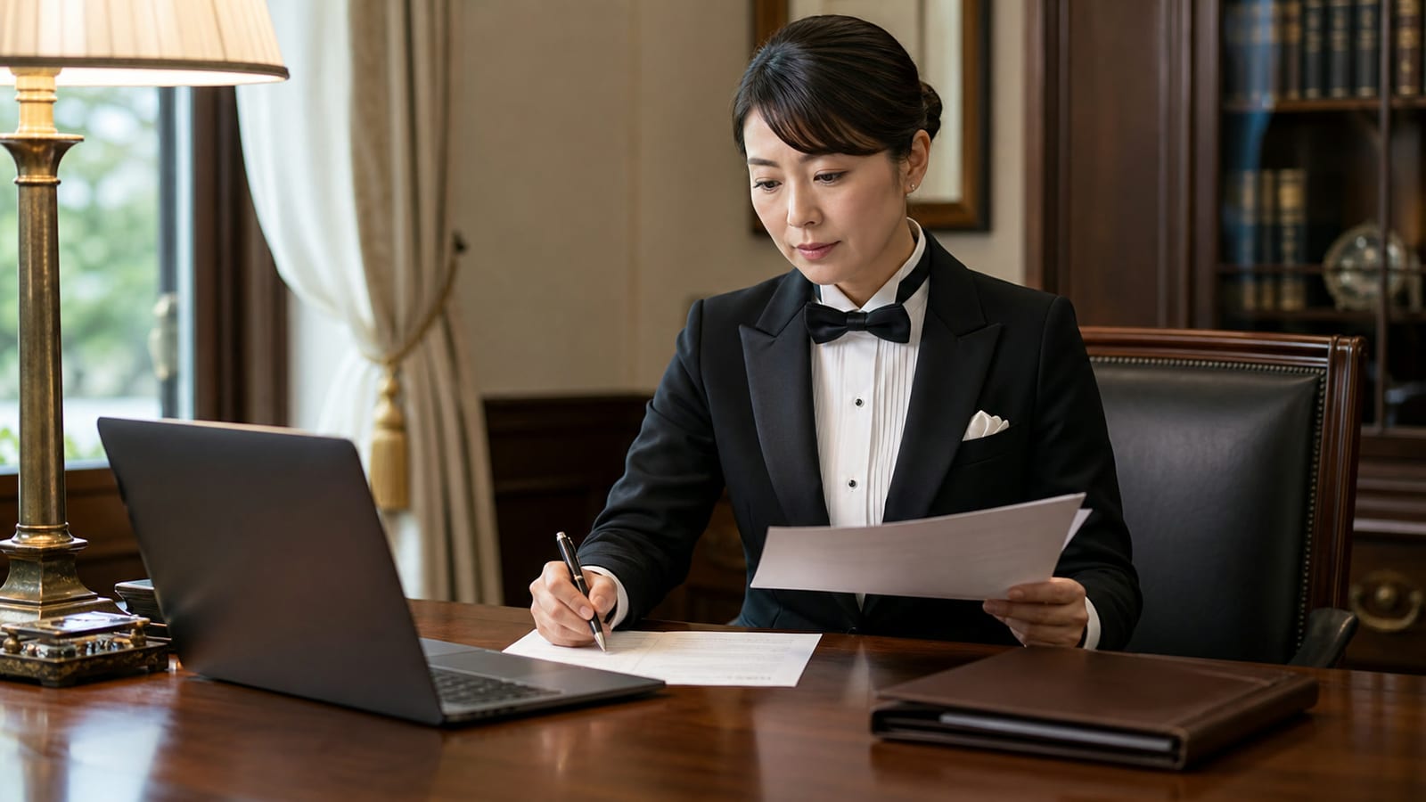 全日本執事協会の公式サイトより。画面を前にしながらも人の判断を手放さない執事